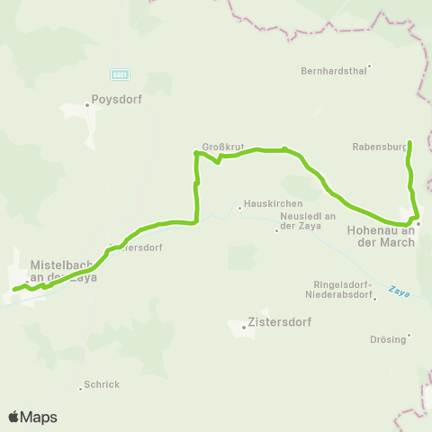 Verkehrsverbund Ost-Region Mistelbach - Großkrut - Hohenau / March - Rabensburg map