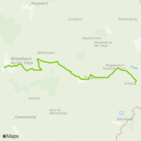 Verkehrsverbund Ost-Region Mistelbach - Zistersdorf - Drösing map