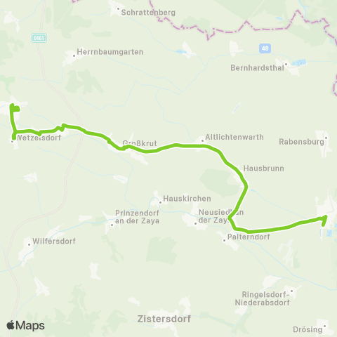 Verkehrsverbund Ost-Region Hohenau an der March - Großkrut - Poysdorf map