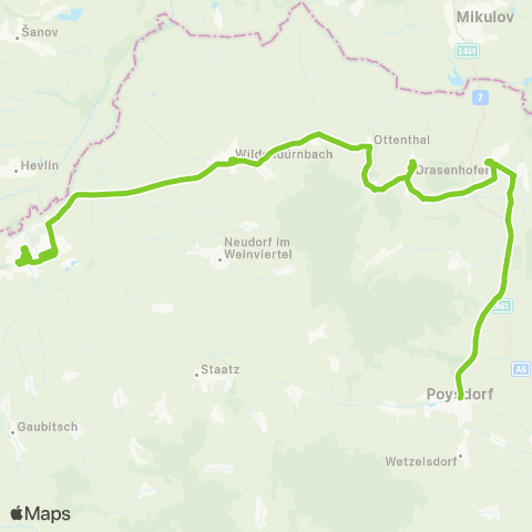 Verkehrsverbund Ost-Region Poysdorf - Drasenhofen - Laa an der Thaya map