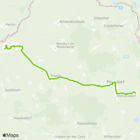 Verkehrsverbund Ost-Region Poysdorf - Staatz - Laa an der Thaya map