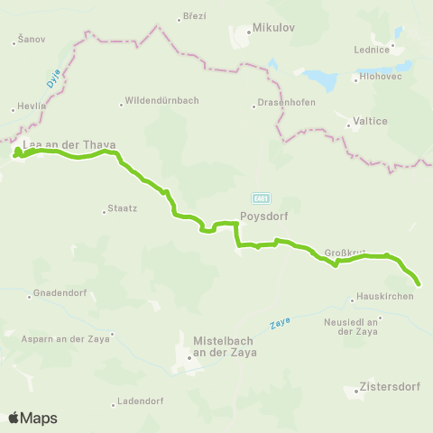 Verkehrsverbund Ost-Region Hausbrunn - Poysdorf - Laa an der Thaya map