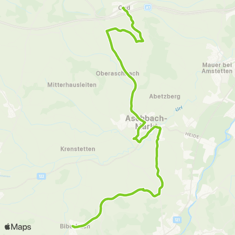 Verkehrsverbund Ost-Region Aschbach - Oed bei Amstetten map