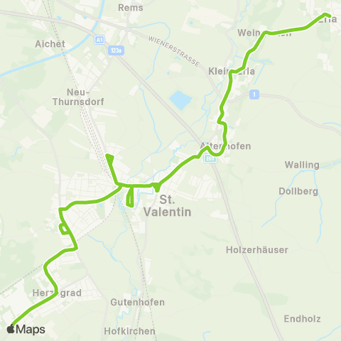 Verkehrsverbund Ost-Region Herzograd - St.Valentin - Erla map