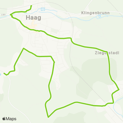 Verkehrsverbund Ost-Region Rufbus Stadt Haag Bahnhof - Tierpark map