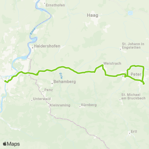 Verkehrsverbund Ost-Region Steyr - Behamberg - Weistrach - Seitenstetten - St. Peter / Au map