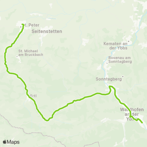 Verkehrsverbund Ost-Region Waidhofen / Ybbs - Nellingbachtal - St.Peter / Au map