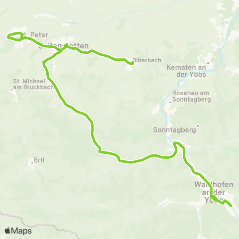 Verkehrsverbund Ost-Region Waidhofen / Ybbs - Trefflingtal - Seitenstetten - Biberbach map