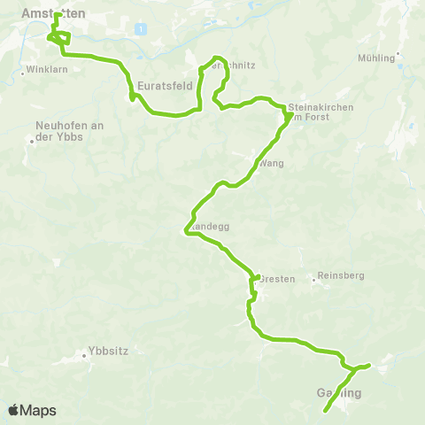 Verkehrsverbund Ost-Region Gaming - Gresten - Euratsfeld - Amstetten map