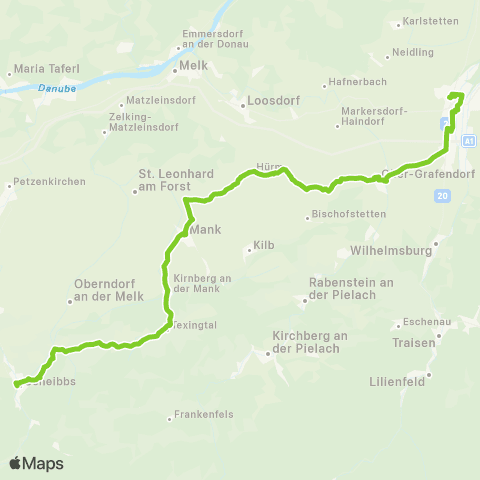 Verkehrsverbund Ost-Region Scheibbs - Texing - St. Pölten map