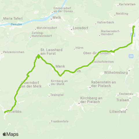 Verkehrsverbund Ost-Region Scheibbs - Ruprechtshofen - St. Pölten map