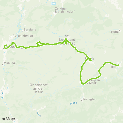 Verkehrsverbund Ost-Region Kilb - Ruprechtshofen - Wieselburg map