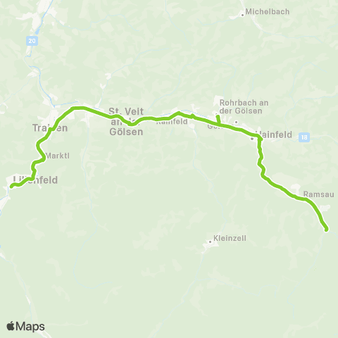 Verkehrsverbund Ost-Region Lilienfeld - Ramsau / Hainfeld map