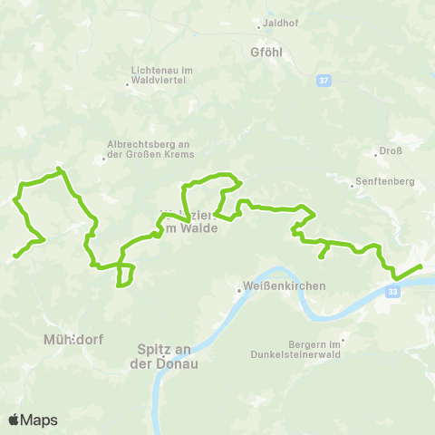 Verkehrsverbund Ost-Region Krems / Donau - Weinzierl am Walde - Albrechtsberg - Kottes map