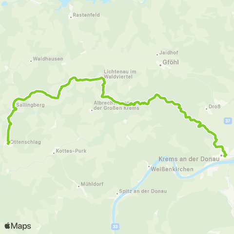 Verkehrsverbund Ost-Region Krems / Donau - Senftenberg - Gföhl / Ottenschlag map