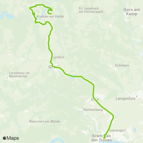 Verkehrsverbund Ost-Region Krems / Donau - Gföhl - Krumau / Kamp - Idolsberg map