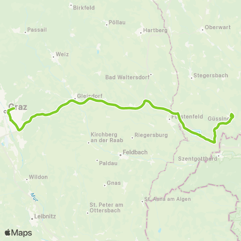Verkehrsverbund Ost-Region Güssing - Eltendorf - Rudersdorf - Graz map