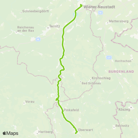 Verkehrsverbund Ost-Region Oberwart - Pinkafeld - Wiener Neustadt map