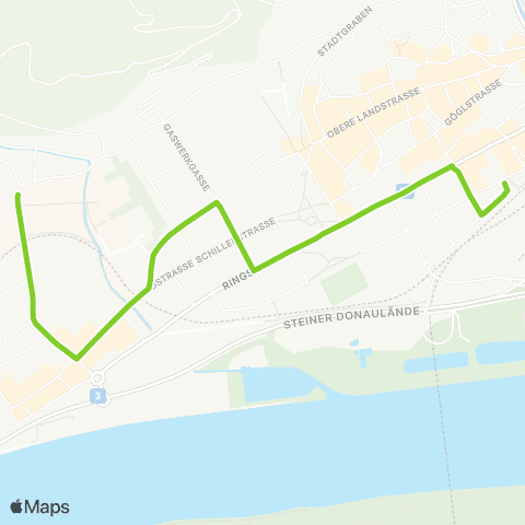 Verkehrsverbund Ost-Region Krems Bahnhof - Krems Donau-Universität map