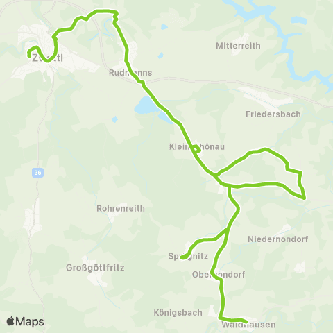 Verkehrsverbund Ost-Region Zwettl - Obernondorf - Waldhausen map