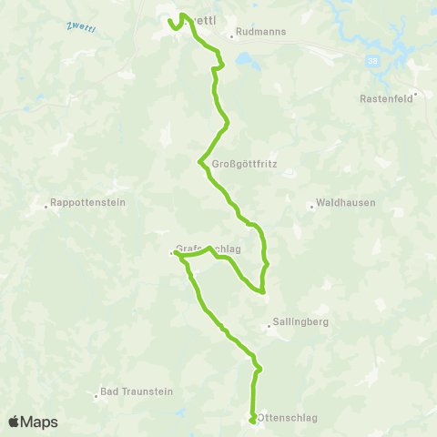 Verkehrsverbund Ost-Region Zwettl - Ottenschlag map