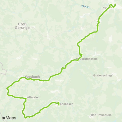 Verkehrsverbund Ost-Region Zwettl - Rappottenstein - Arbesbach - Schönbach map