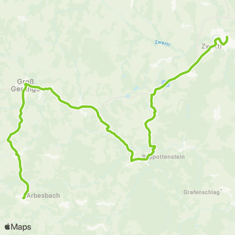 Verkehrsverbund Ost-Region Zwettl - Rappottenstein - Groß Gerungs - Karlstift map