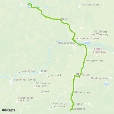 Verkehrsverbund Ost-Region Zwettl - Lilienfeld map