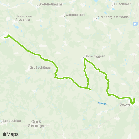 Verkehrsverbund Ost-Region Zwettl - Weitra über Schweiggers und Großschönau map