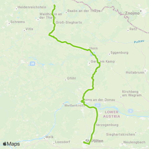 Verkehrsverbund Ost-Region Karlstein / Thaya - Göpfritz / Wild - St. Pölten map