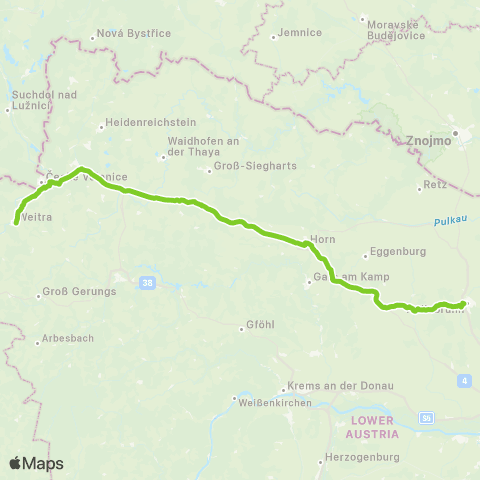 Verkehrsverbund Ost-Region Weitra - Gmünd - Hollabrunn map
