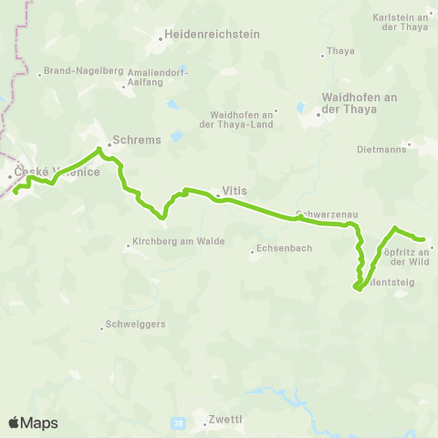 Verkehrsverbund Ost-Region Gmünd - Schwarzenau - Allentsteig map