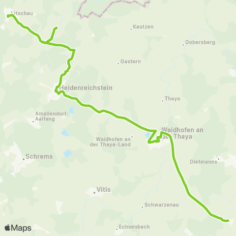 Verkehrsverbund Ost-Region Göpfritz / Wild - Waidhofen / Thaya - Heidenreichstein - Litschau map