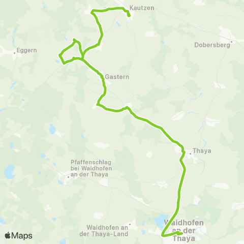 Verkehrsverbund Ost-Region Waidhofen / Thaya - Thaya - Gastern - Kautzen map