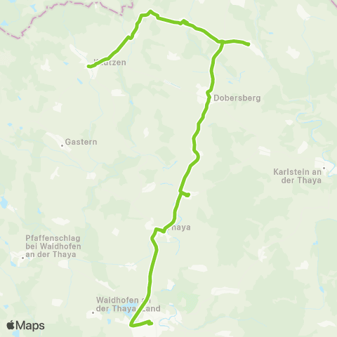 Verkehrsverbund Ost-Region Waidhofen / Thaya - Thaya - Waldkirchen / Thaya - Kautzen map