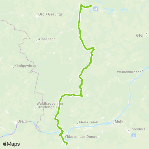 Verkehrsverbund Ost-Region Ybbs / Donau - Ysper - Pöggstall - Ottenschlag - Zwettl über Eben map