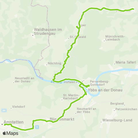 Verkehrsverbund Ost-Region Amstetten - Ybbs / Donau - Ysper - Pöggstall über Ysperdorf map