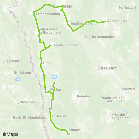 Verkehrsverbund Ost-Region Oberwart - Pinkafeld - Markt Allhau - Wolfau map