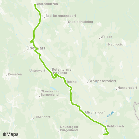 Verkehrsverbund Ost-Region Oberwart - Jabing - Großpetersdorf / Kohfidisch - Badersdorf map
