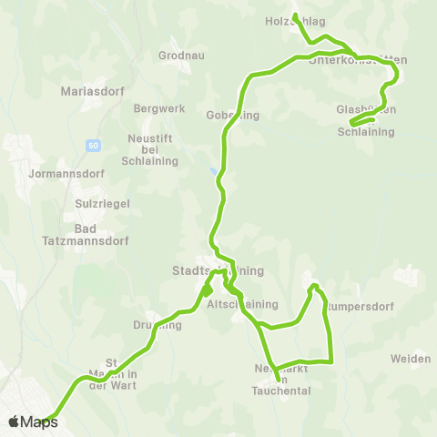 Verkehrsverbund Ost-Region Oberschützen - Oberwart - Glashütten map