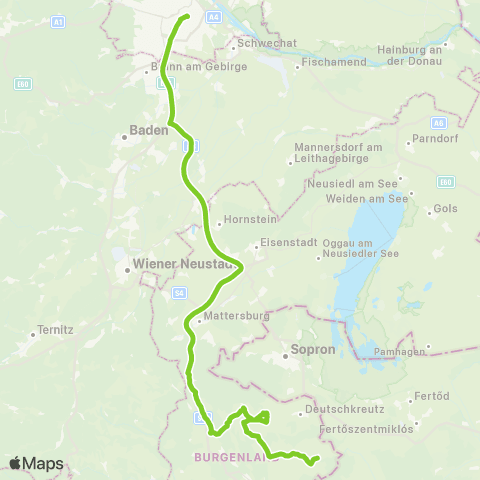 Verkehrsverbund Ost-Region Wien Hauptbahnhof - Weppersdorf - Nikitsch map