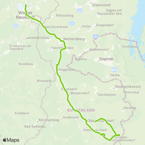 Verkehrsverbund Ost-Region Wiener Neustadt - Mattersburg - Forchtenstein - Langental map