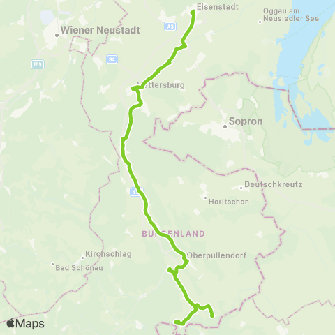 Verkehrsverbund Ost-Region Eisenstadt - Oberpullendorf - Langental map