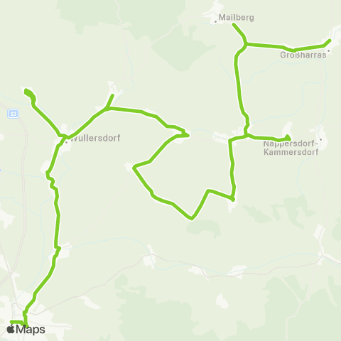 Verkehrsverbund Ost-Region Hollabrunn - Wullersdorf - Mailberg - Großharras map