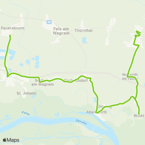 Verkehrsverbund Ost-Region Grafenwörth - Sachsendorf - Kirchberg / Wagram map