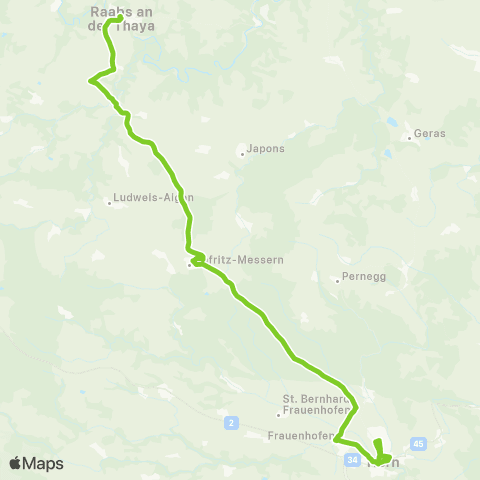 Verkehrsverbund Ost-Region Horn - Irnfritz - Raabs / Thaya map