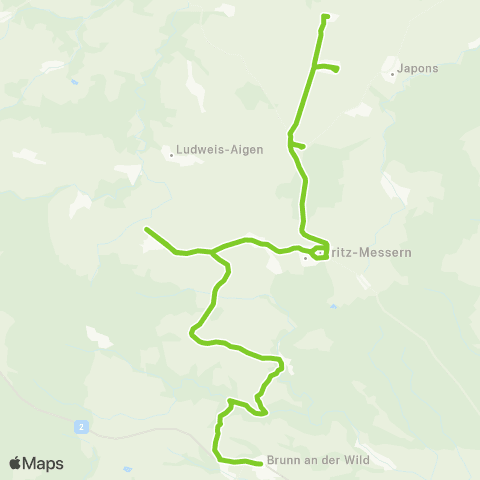 Verkehrsverbund Ost-Region Brunn / Wild - Irnfritz - Schweinburg map