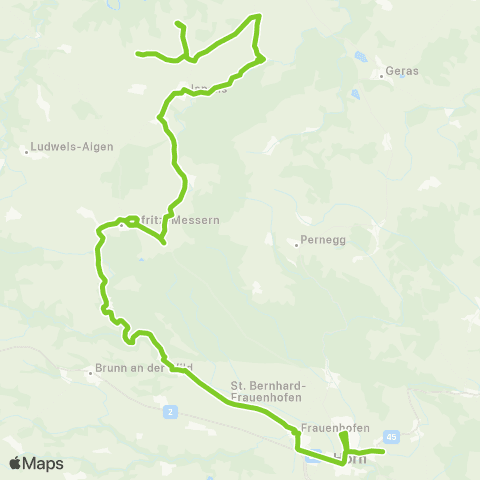 Verkehrsverbund Ost-Region Horn - Irnfritz - Sabatenreith map