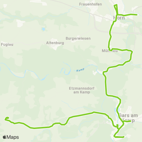 Verkehrsverbund Ost-Region Horn - Gars / Kamp - St. Leonhard am Hornerwald Baustellenfahrplan map