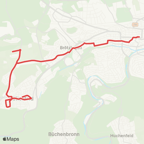 Verkehrsverbund Pforzheim-Enzkreis Birkenfeld Kirchplatz - Birkenfeld Dammfeld - Pforzheim map